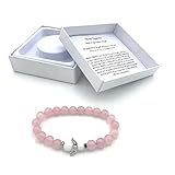 Handgefertigtes Rosenquarz Edelstein Armband mit Schutzengel in Geschenkbox | Glück Liebe Energie...