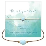 happymaker - Edelstein Armband Aquamarin Damen, handgefertigt Edelstein Armband mit Goldperlen und...